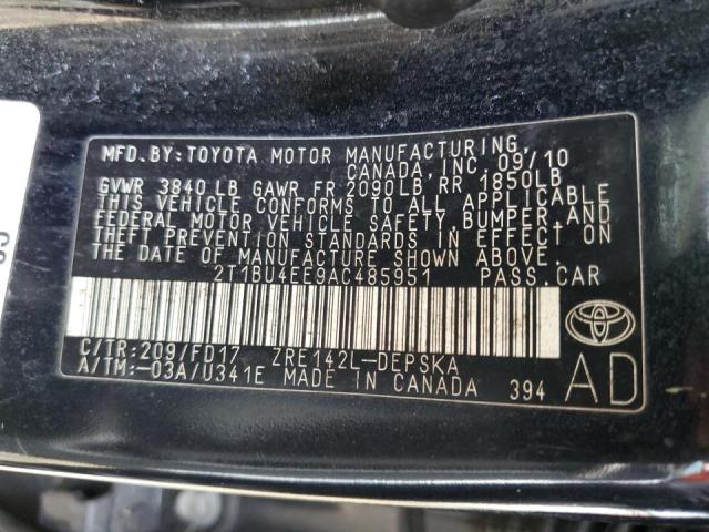 Photo 9 VIN: 2T1BU4EE9AC485951 - TOYOTA COROLLA BA 