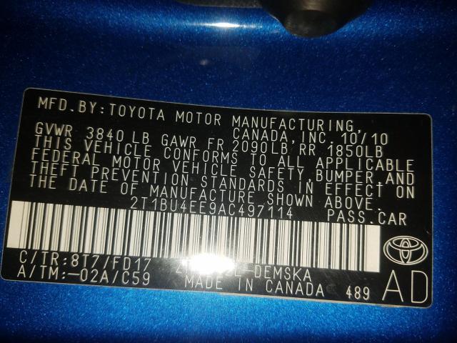 Photo 9 VIN: 2T1BU4EE9AC497114 - TOYOTA COROLLA BA 