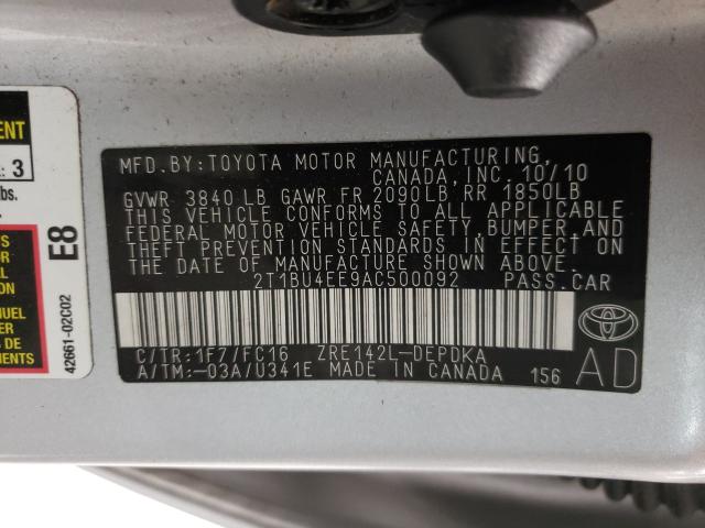 Photo 9 VIN: 2T1BU4EE9AC500092 - TOYOTA COROLLA BA 