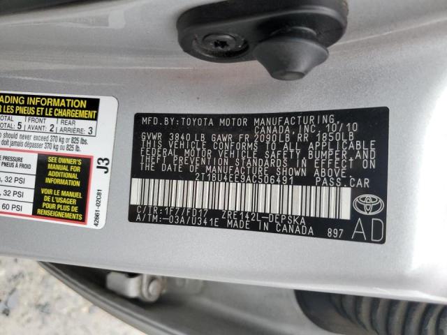 Photo 11 VIN: 2T1BU4EE9AC506491 - TOYOTA COROLLA BA 