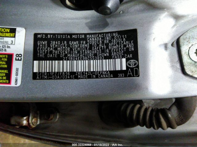 Photo 8 VIN: 2T1BU4EE9BC553893 - TOYOTA COROLLA 