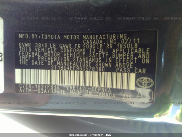 Photo 8 VIN: 2T1BU4EE9BC578180 - TOYOTA COROLLA 