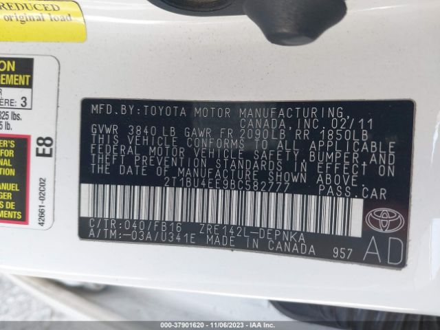 Photo 8 VIN: 2T1BU4EE9BC582777 - TOYOTA COROLLA 