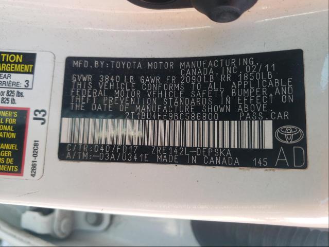 Photo 9 VIN: 2T1BU4EE9BC586800 - TOYOTA COROLLA 