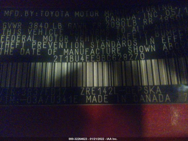 Photo 8 VIN: 2T1BU4EE9BC628270 - TOYOTA COROLLA 