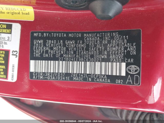 Photo 8 VIN: 2T1BU4EE9BC630021 - TOYOTA COROLLA 