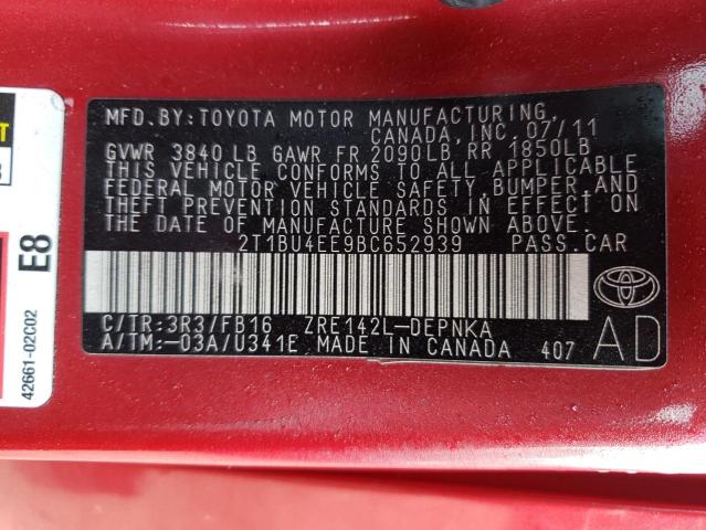 Photo 9 VIN: 2T1BU4EE9BC652939 - TOYOTA COROLLA BA 