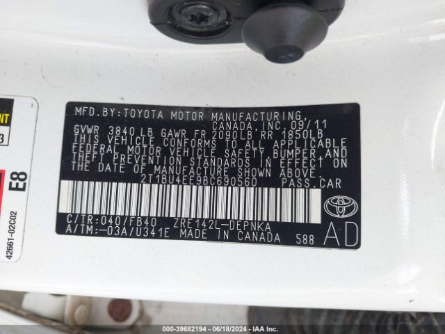 Photo 8 VIN: 2T1BU4EE9BC690560 - TOYOTA COROLLA 