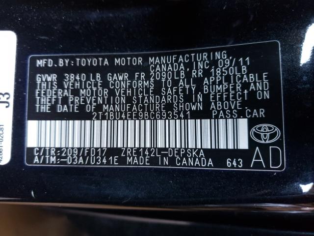 Photo 9 VIN: 2T1BU4EE9BC693541 - TOYOTA COROLLA BA 