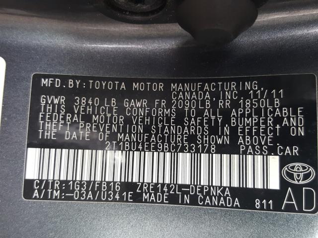 Photo 9 VIN: 2T1BU4EE9BC733178 - TOYOTA COROLLA BA 