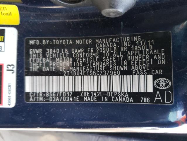 Photo 11 VIN: 2T1BU4EE9BC737960 - TOYOTA COROLLA 