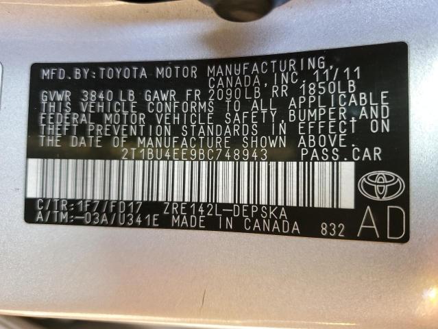 Photo 11 VIN: 2T1BU4EE9BC748943 - TOYOTA CAROLLA 