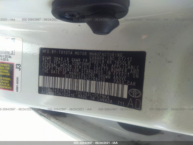 Photo 8 VIN: 2T1BU4EE9CC768420 - TOYOTA COROLLA 