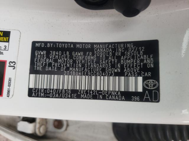 Photo 9 VIN: 2T1BU4EE9CC804073 - TOYOTA COROLLA BA 