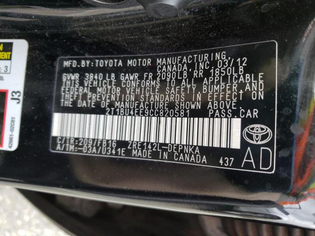 Photo 12 VIN: 2T1BU4EE9CC820581 - TOYOTA COROLLA BA 