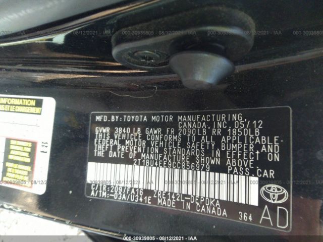 Photo 8 VIN: 2T1BU4EE9CC856979 - TOYOTA COROLLA 