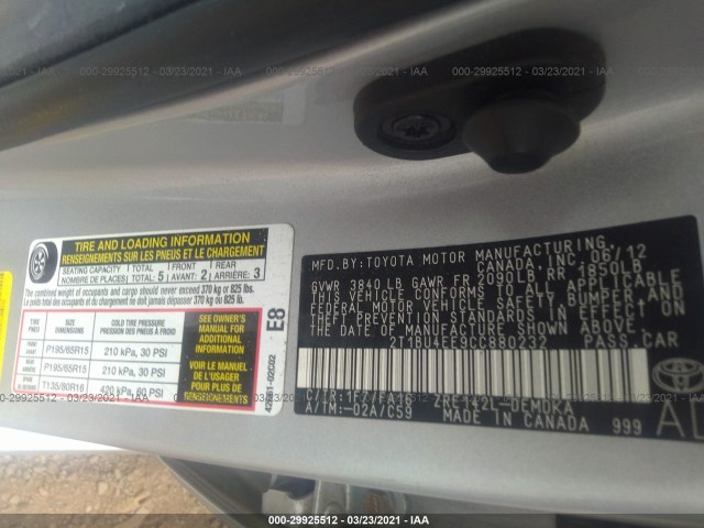 Photo 8 VIN: 2T1BU4EE9CC880232 - TOYOTA COROLLA 