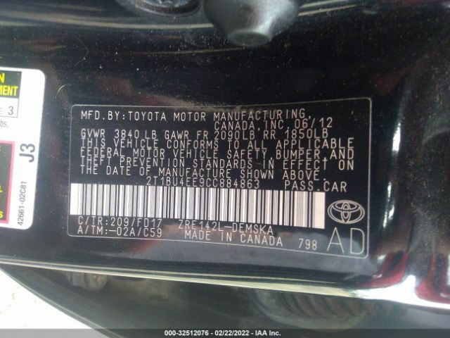 Photo 8 VIN: 2T1BU4EE9CC884863 - TOYOTA COROLLA 