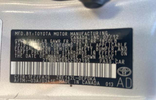 Photo 9 VIN: 2T1BU4EE9CC902195 - TOYOTA COROLLA 