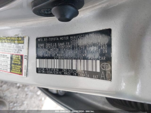 Photo 8 VIN: 2T1BU4EE9DC011230 - TOYOTA COROLLA 