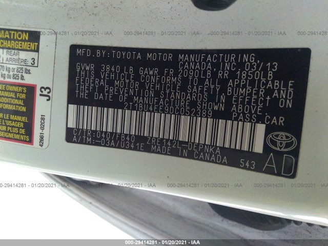 Photo 8 VIN: 2T1BU4EE9DC052389 - TOYOTA COROLLA 