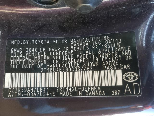 Photo 9 VIN: 2T1BU4EE9DC067782 - TOYOTA COROLLA BA 