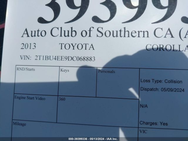 Photo 8 VIN: 2T1BU4EE9DC068883 - TOYOTA COROLLA 