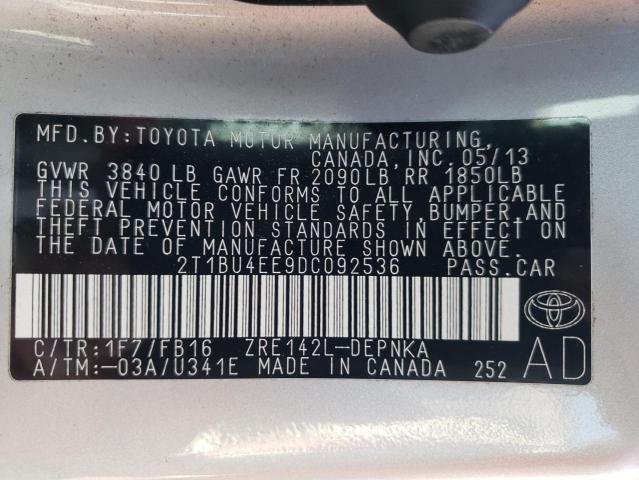 Photo 9 VIN: 2T1BU4EE9DC092536 - TOYOTA COROLLA BA 