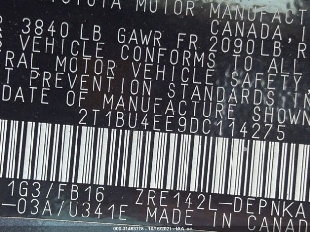 Photo 8 VIN: 2T1BU4EE9DC114275 - TOYOTA COROLLA 