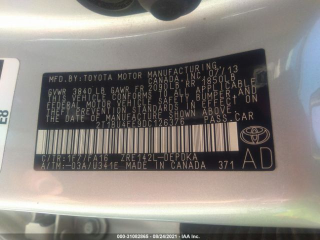 Photo 8 VIN: 2T1BU4EE9DC126376 - TOYOTA COROLLA 