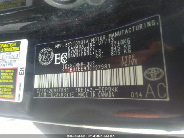 Photo 8 VIN: 2T1BU4EE9DC127981 - TOYOTA COROLLA 