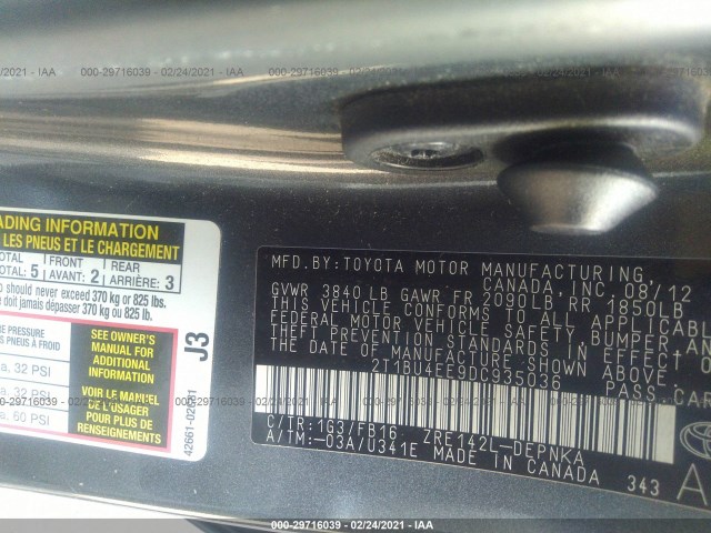 Photo 8 VIN: 2T1BU4EE9DC935036 - TOYOTA COROLLA 