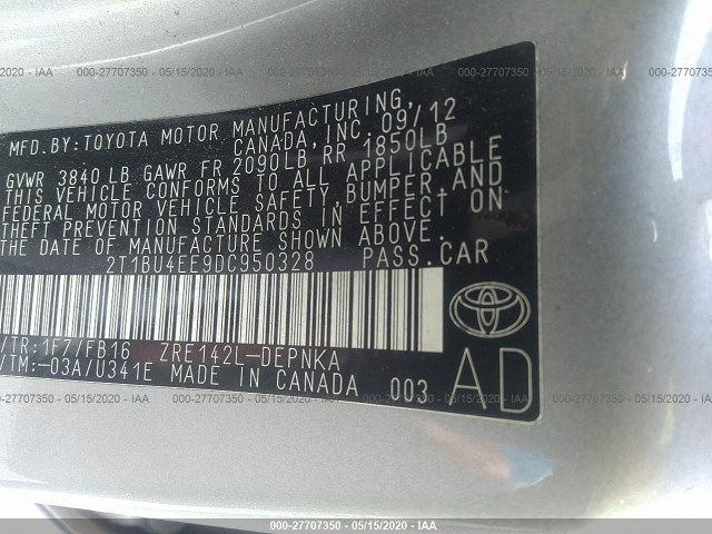 Photo 8 VIN: 2T1BU4EE9DC950328 - TOYOTA COROLLA 