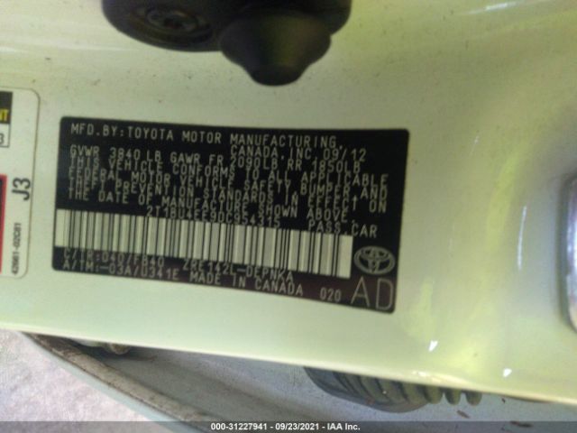 Photo 8 VIN: 2T1BU4EE9DC954315 - TOYOTA COROLLA 