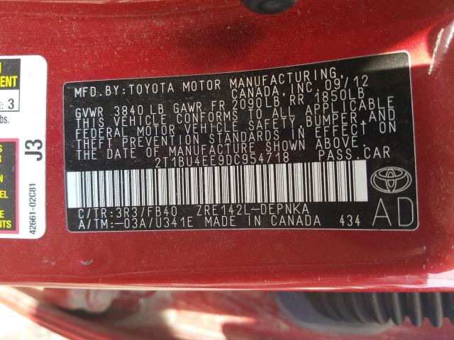 Photo 9 VIN: 2T1BU4EE9DC954718 - TOYOTA COROLLA BA 