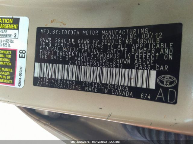 Photo 8 VIN: 2T1BU4EE9DC956811 - TOYOTA COROLLA 