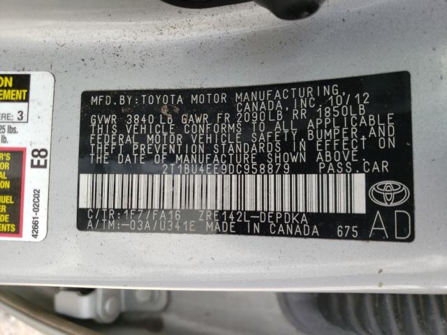 Photo 9 VIN: 2T1BU4EE9DC958879 - TOYOTA COROLLA BA 