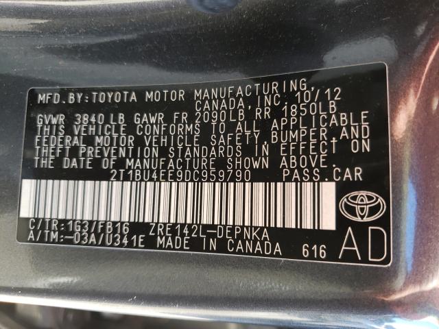 Photo 9 VIN: 2T1BU4EE9DC959790 - TOYOTA COROLLA BA 