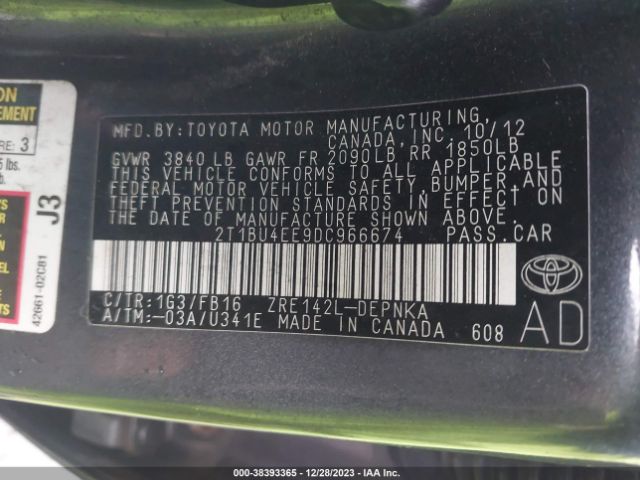 Photo 8 VIN: 2T1BU4EE9DC966674 - TOYOTA COROLLA 