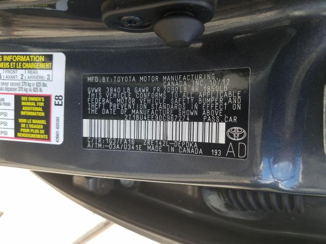 Photo 9 VIN: 2T1BU4EE9DC967274 - TOYOTA COROLLA BA 