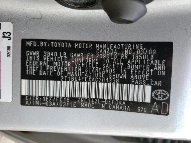 Photo 12 VIN: 2T1BU4EEXAC201338 - TOYOTA COROLLA BA 