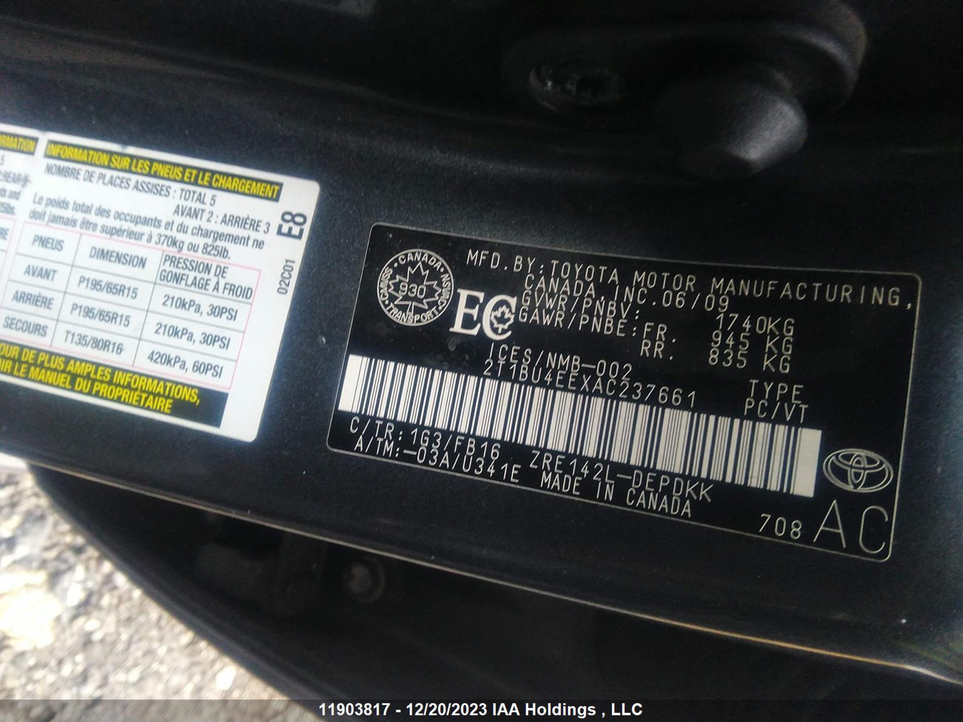 Photo 8 VIN: 2T1BU4EEXAC237661 - TOYOTA COROLLA 