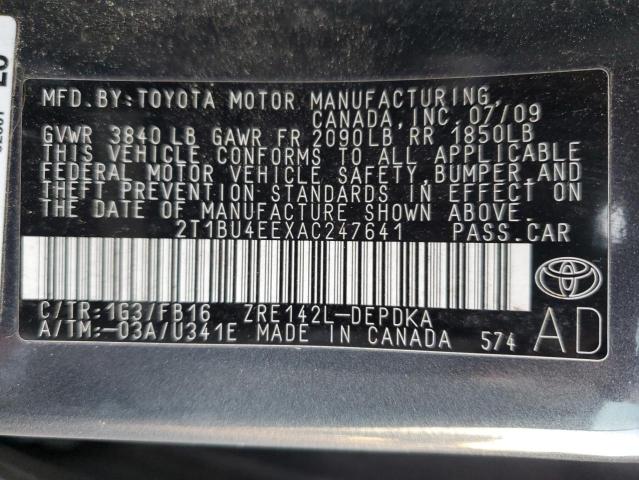 Photo 9 VIN: 2T1BU4EEXAC247641 - TOYOTA COROLLA BA 