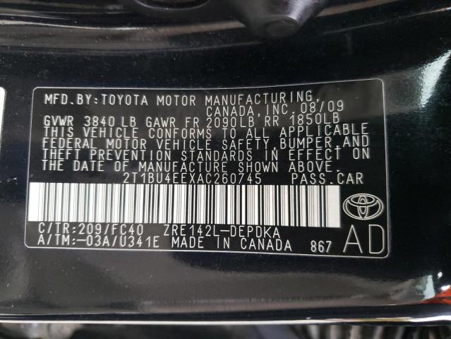 Photo 9 VIN: 2T1BU4EEXAC260745 - TOYOTA COROLLA BA 