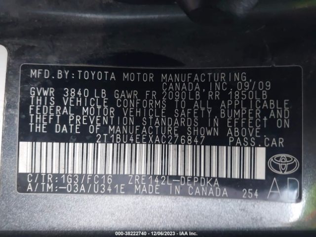 Photo 8 VIN: 2T1BU4EEXAC276847 - TOYOTA COROLLA 