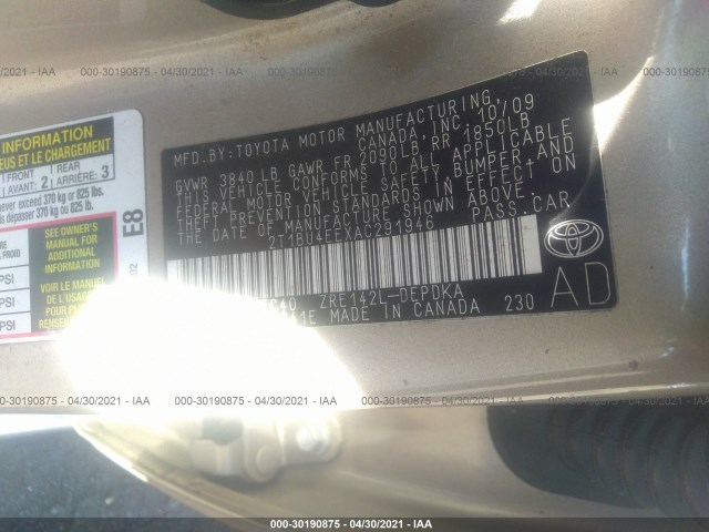 Photo 8 VIN: 2T1BU4EEXAC291946 - TOYOTA COROLLA 