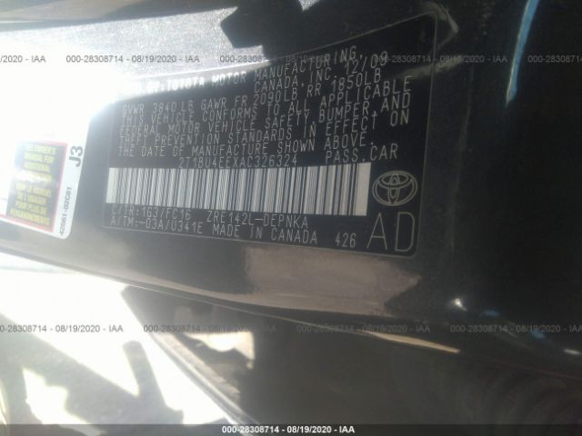 Photo 8 VIN: 2T1BU4EEXAC326324 - TOYOTA COROLLA 