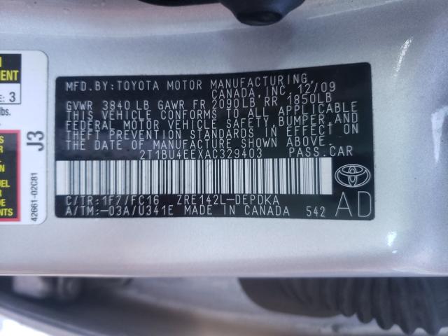 Photo 9 VIN: 2T1BU4EEXAC329403 - TOYOTA COROLLA BA 