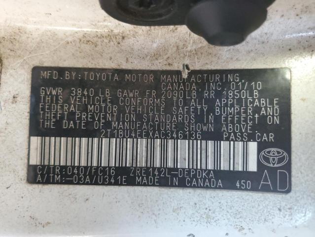 Photo 11 VIN: 2T1BU4EEXAC346136 - TOYOTA COROLLA 