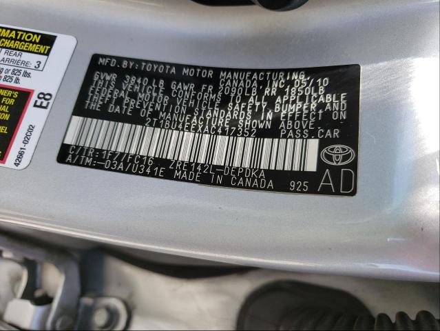 Photo 9 VIN: 2T1BU4EEXAC417352 - TOYOTA COROLLA BA 